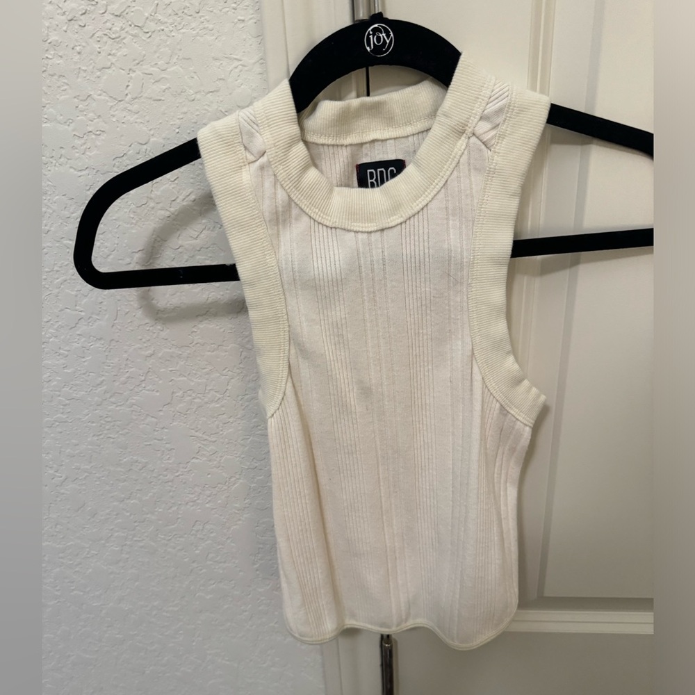 Cream razor neck tank top cropped and fitted from urban outfitters BDG brand